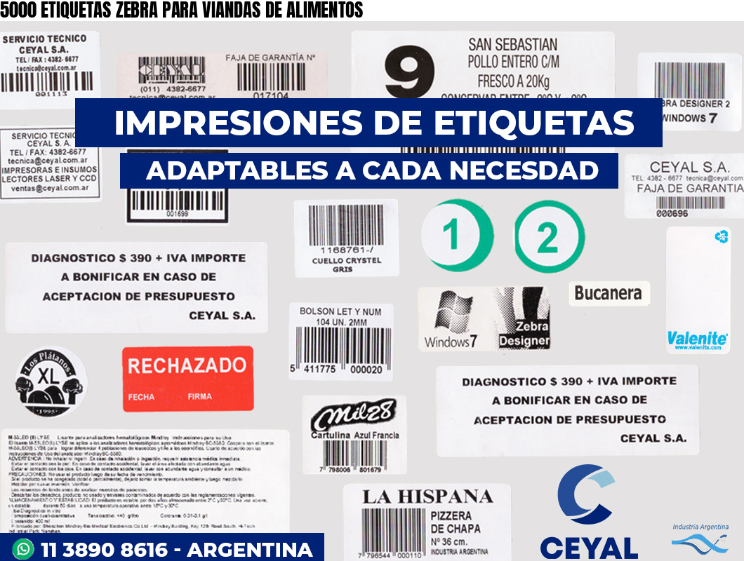 5000 ETIQUETAS ZEBRA PARA VIANDAS DE ALIMENTOS
