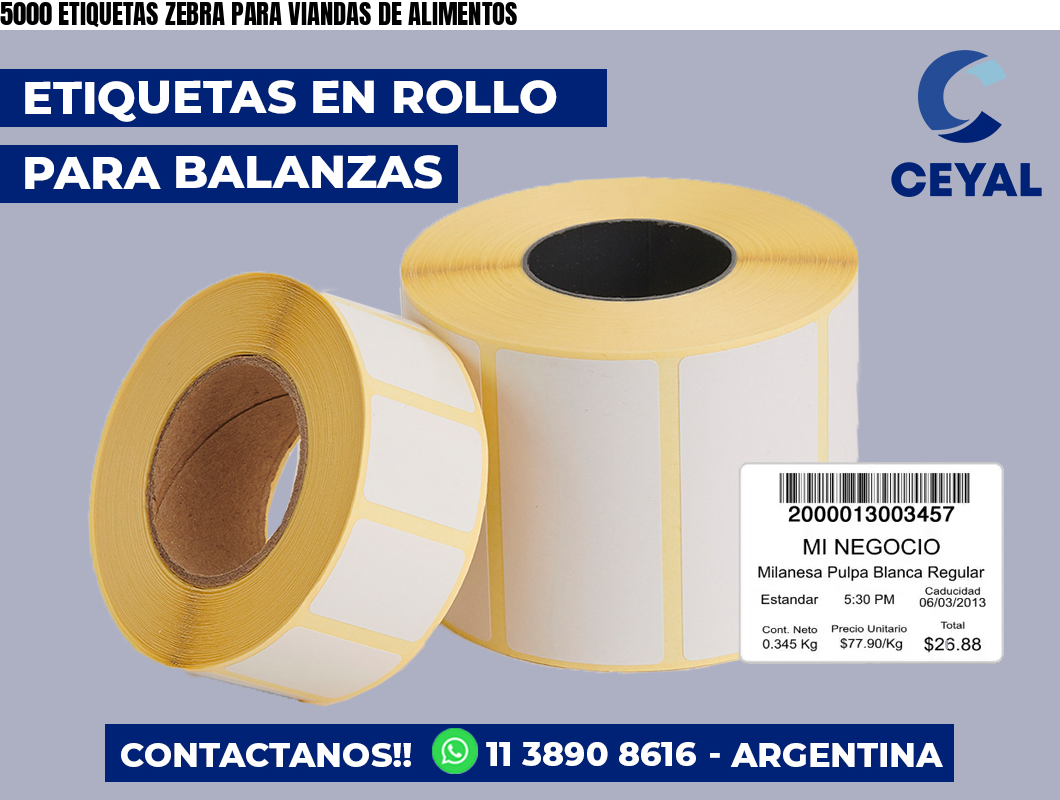 5000 ETIQUETAS ZEBRA PARA VIANDAS DE ALIMENTOS