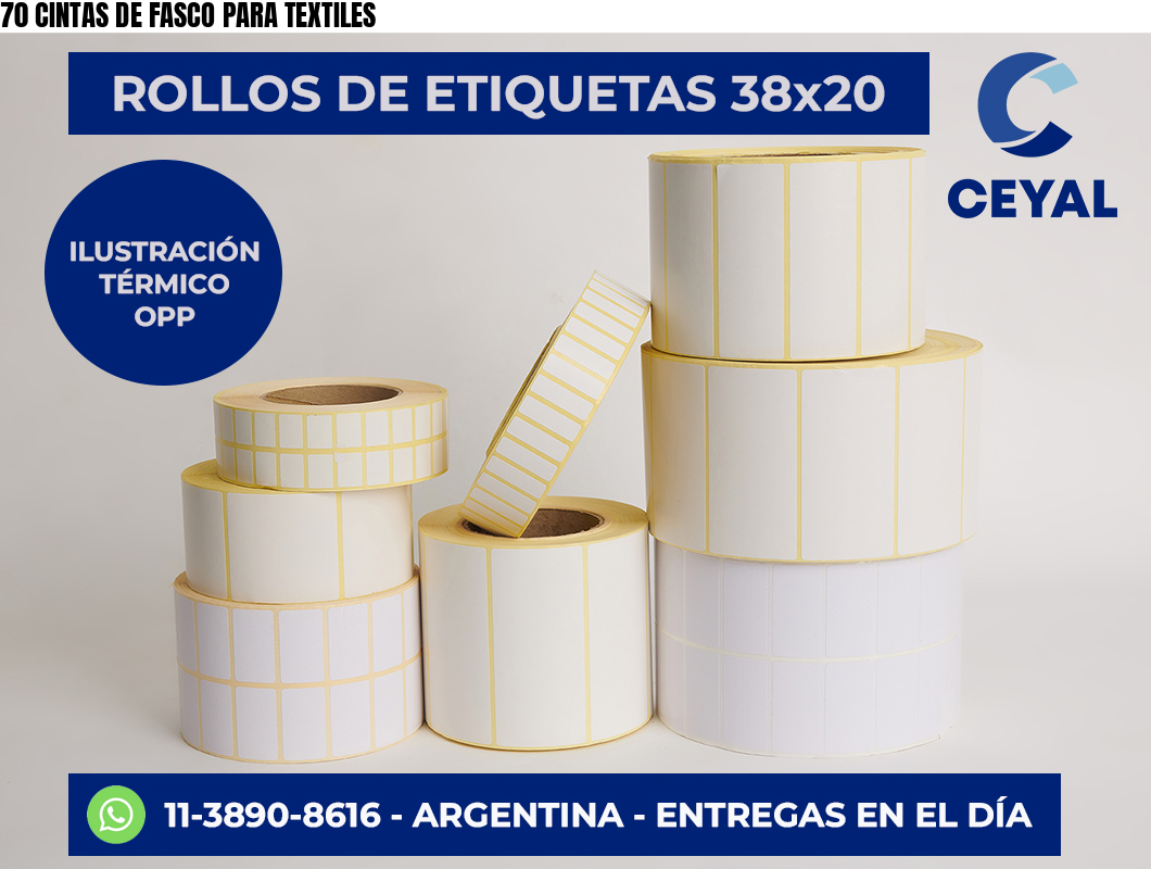 70 CINTAS DE FASCO PARA TEXTILES