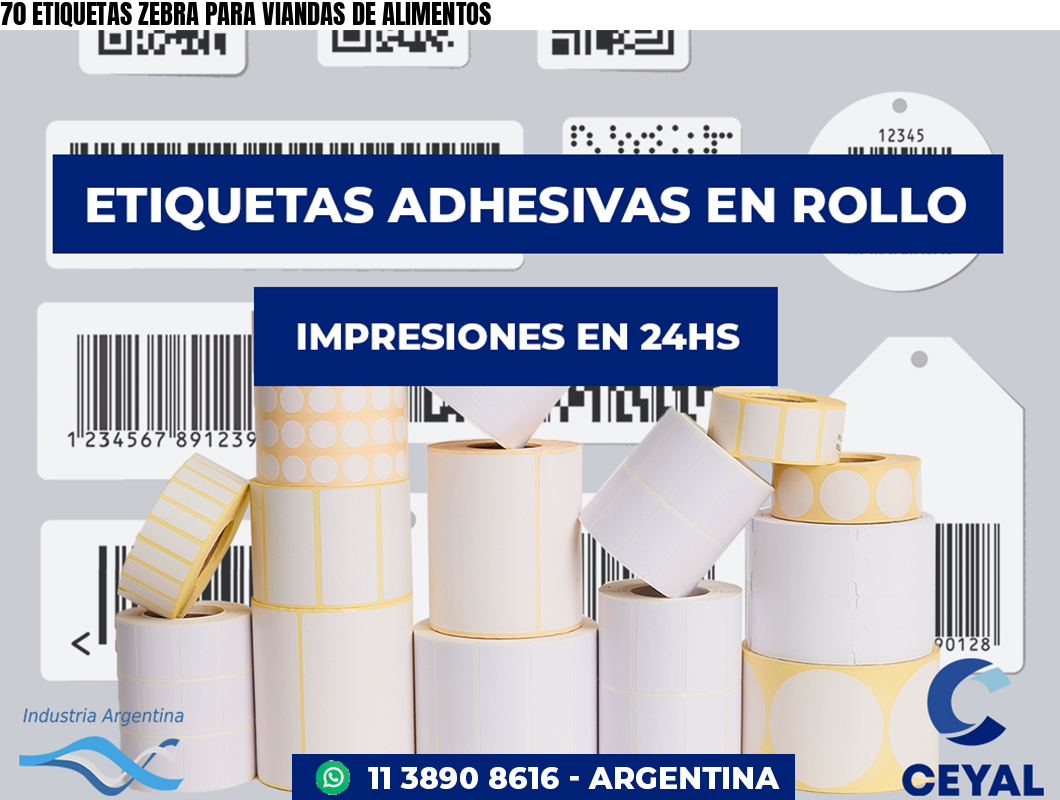 70 ETIQUETAS ZEBRA PARA VIANDAS DE ALIMENTOS