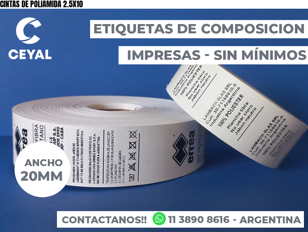 CINTAS DE POLIAMIDA 2.5X10