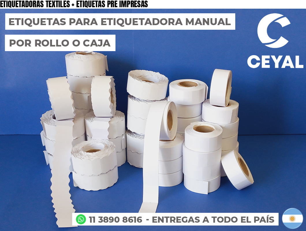 ETIQUETADORAS TEXTILES + ETIQUETAS PRE IMPRESAS