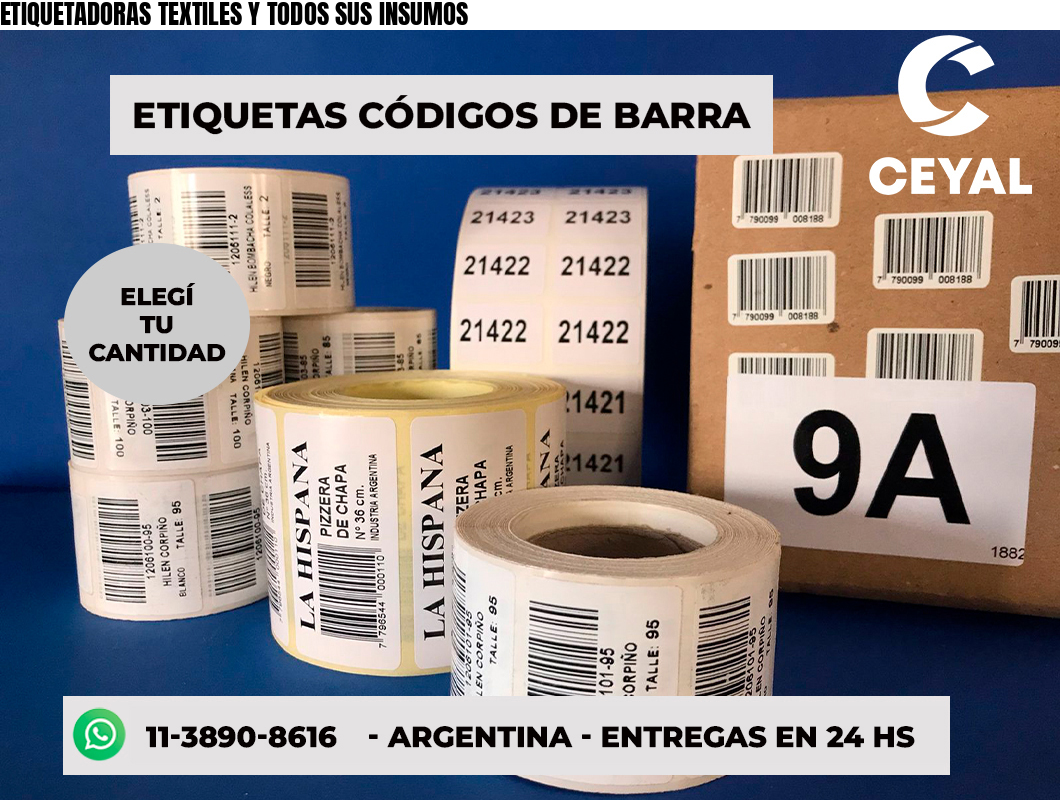 ETIQUETADORAS TEXTILES Y TODOS SUS INSUMOS