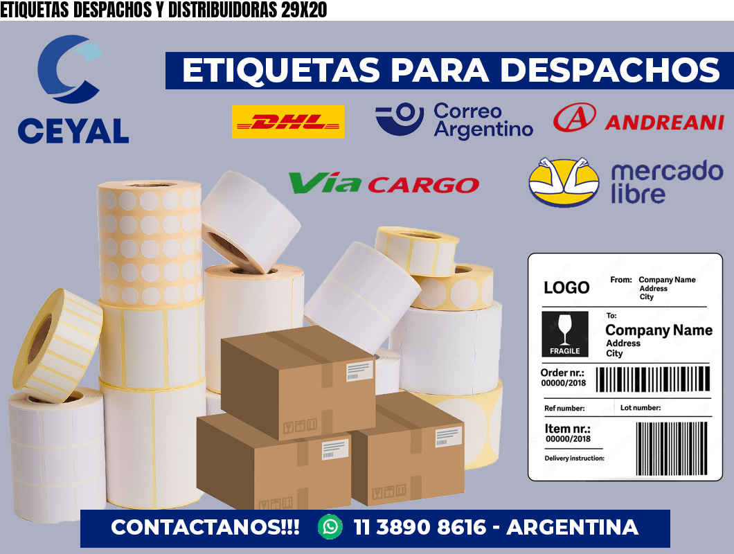 ETIQUETAS DESPACHOS Y DISTRIBUIDORAS 29X20