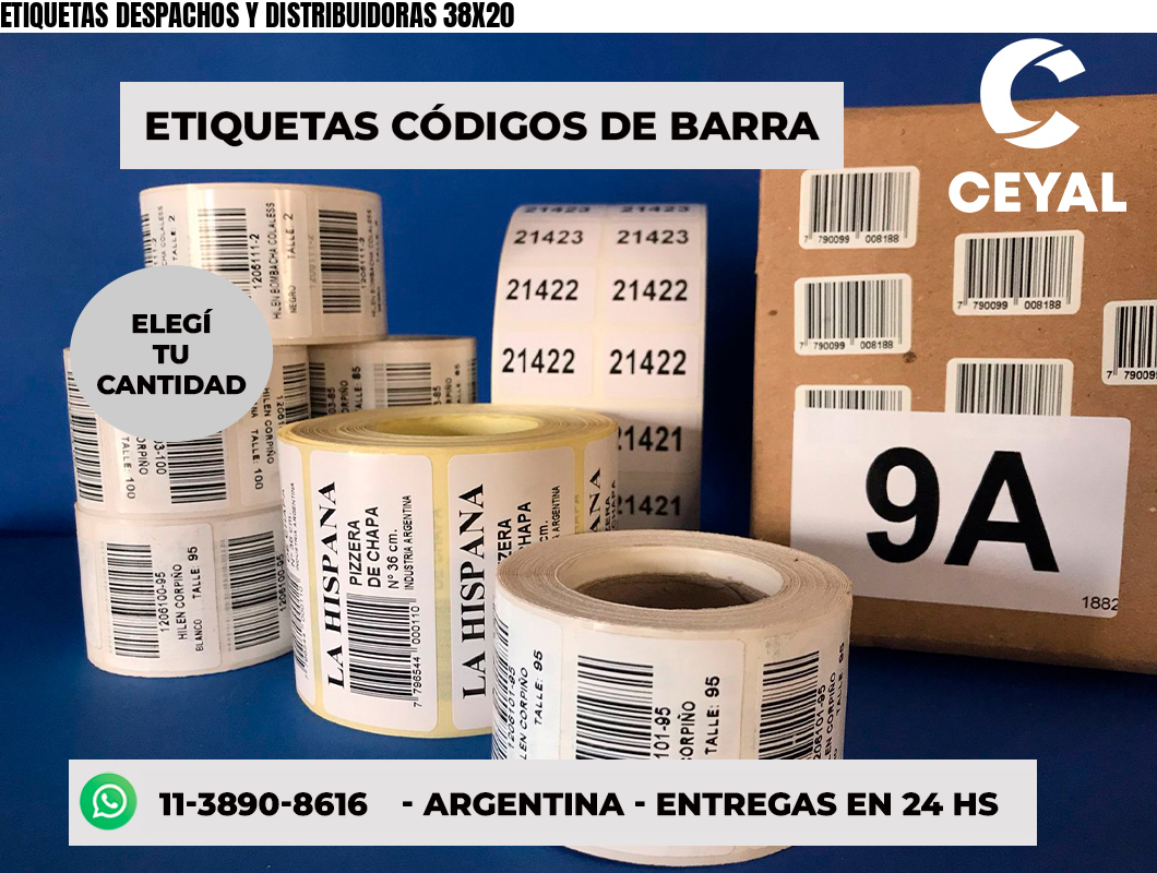 ETIQUETAS DESPACHOS Y DISTRIBUIDORAS 38X20