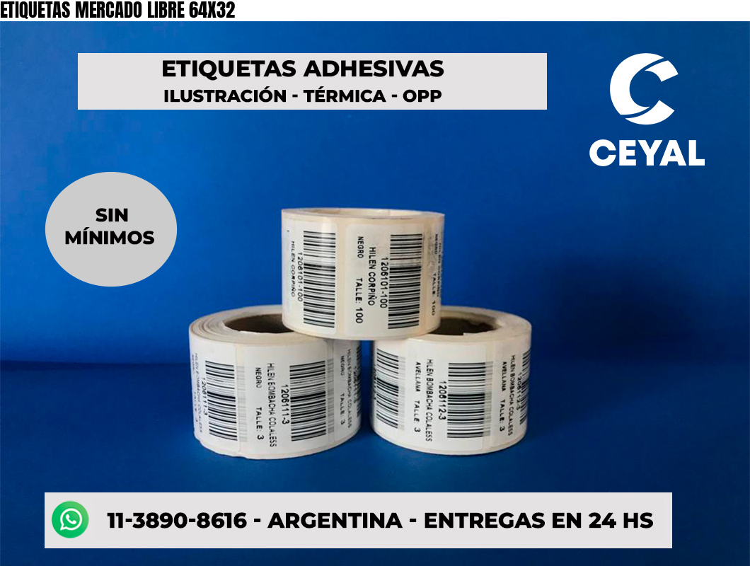 ETIQUETAS MERCADO LIBRE 64X32