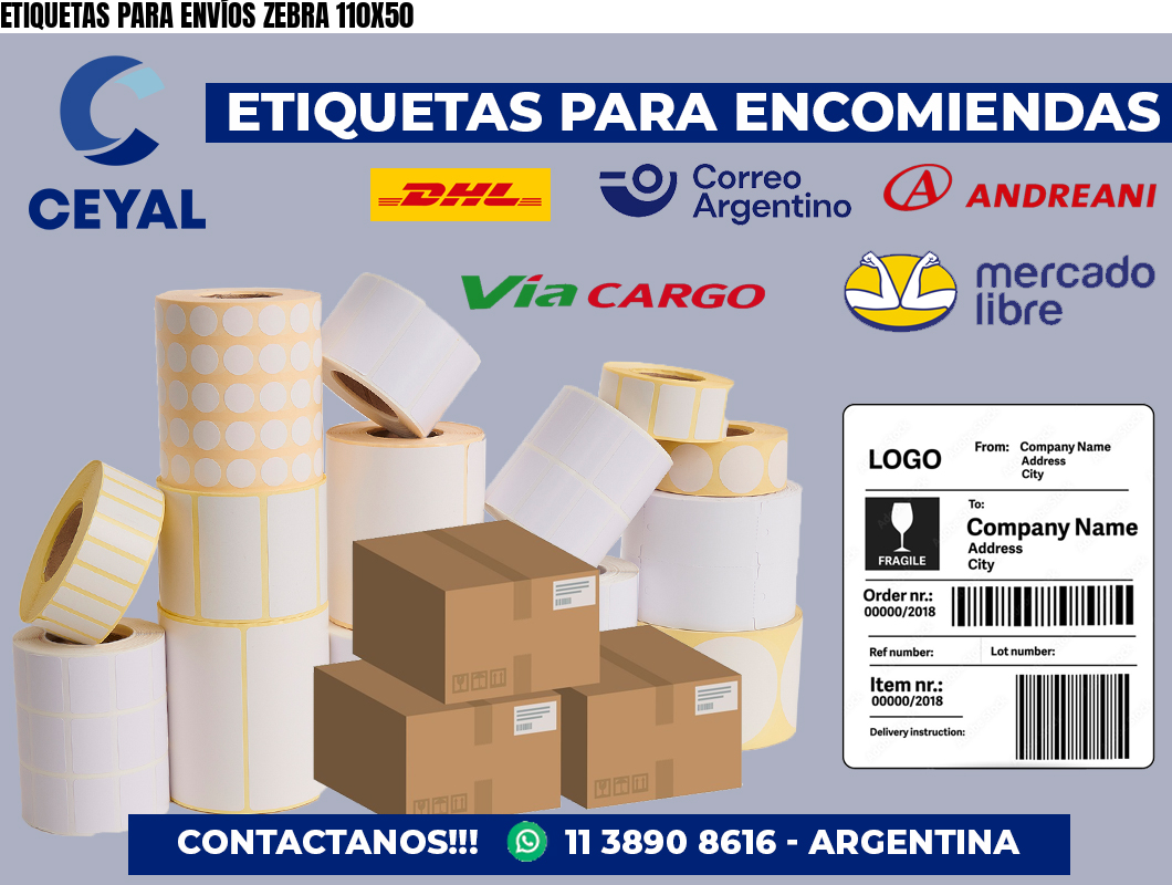 ETIQUETAS PARA ENVÍOS ZEBRA 110X50