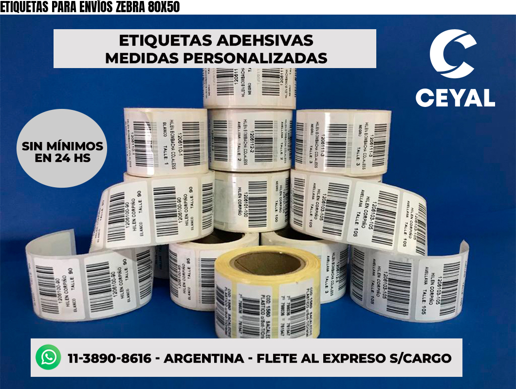 ETIQUETAS PARA ENVÍOS ZEBRA 80X50