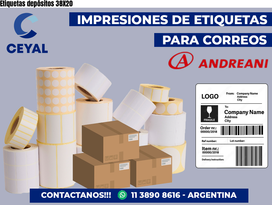 Etiquetas depósitos 38X20