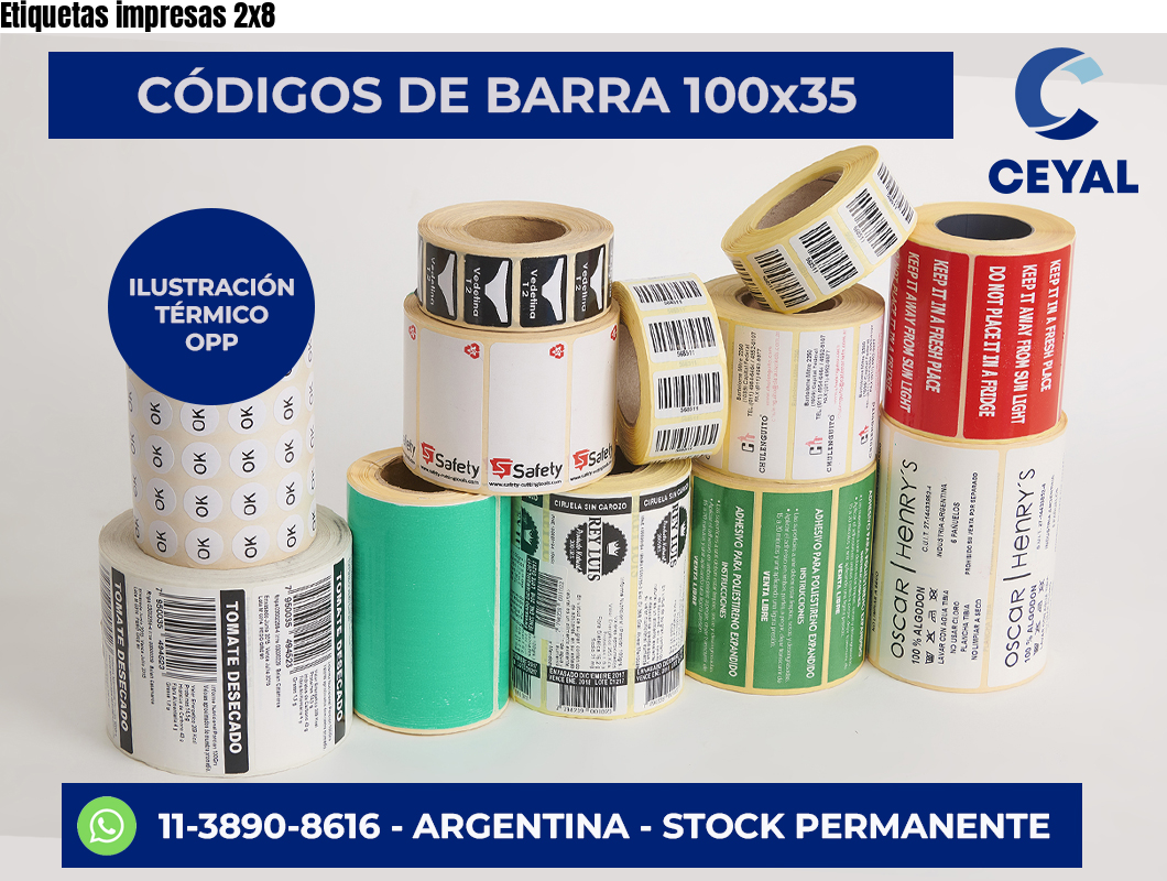 Etiquetas impresas 2×8