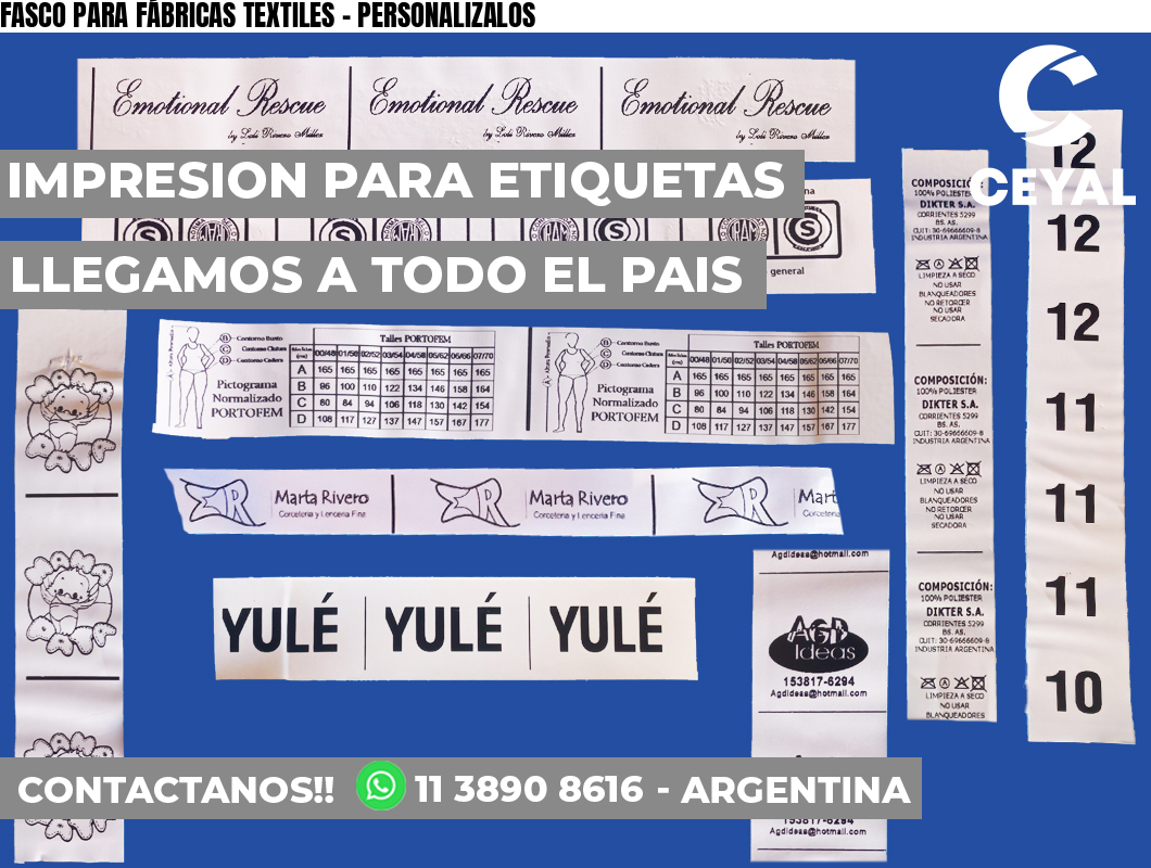 FASCO PARA FÁBRICAS TEXTILES – PERSONALIZALOS