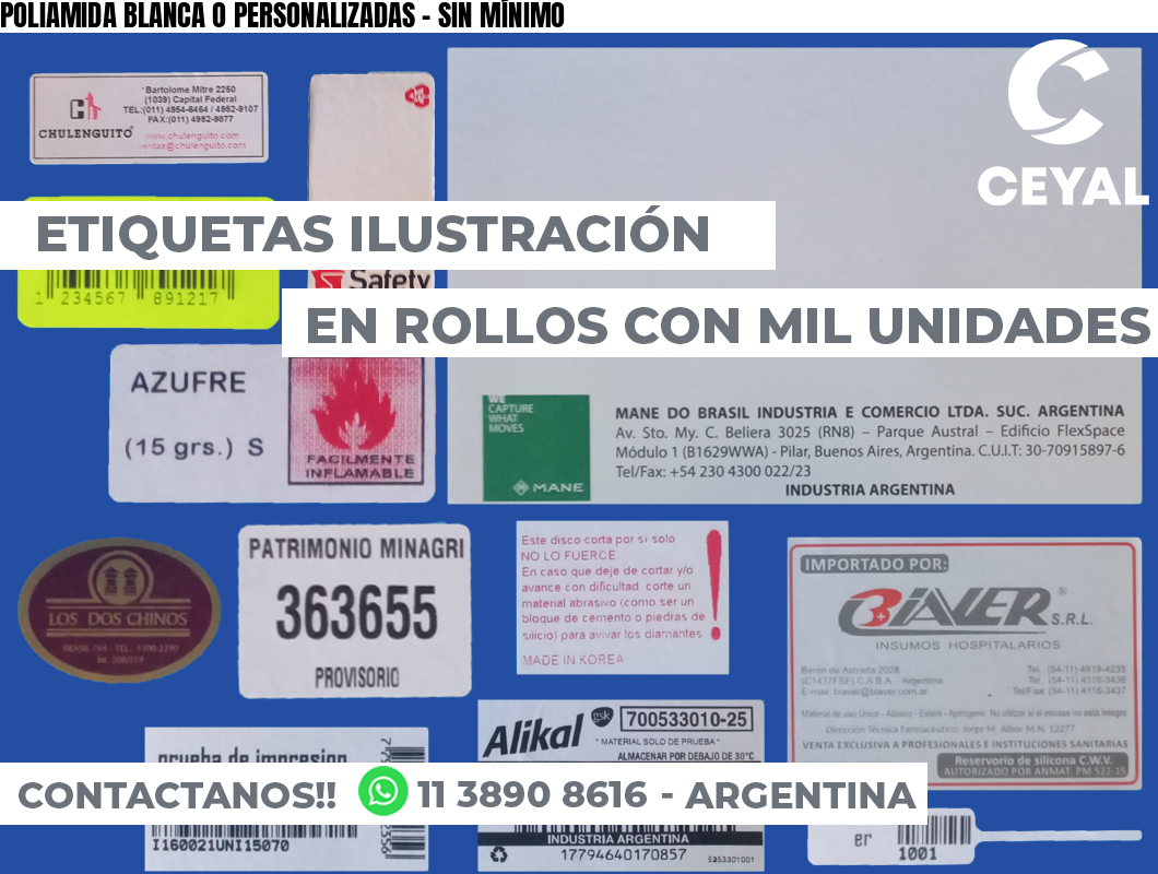 POLIAMIDA BLANCA O PERSONALIZADAS - SIN MÍNIMO