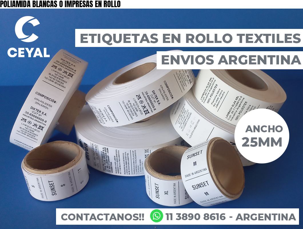 POLIAMIDA BLANCAS O IMPRESAS EN ROLLO