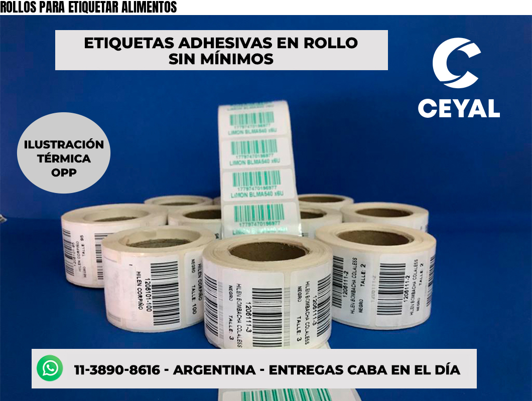 ROLLOS PARA ETIQUETAR ALIMENTOS