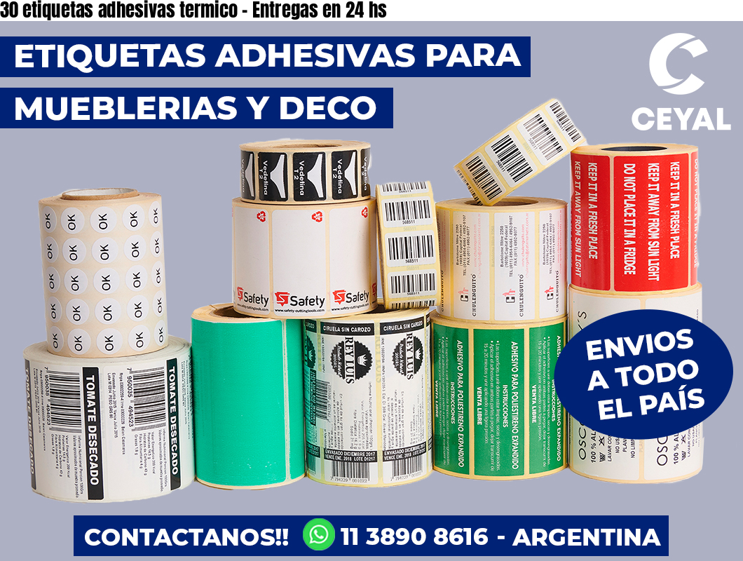 30 etiquetas adhesivas termico – Entregas en 24 hs