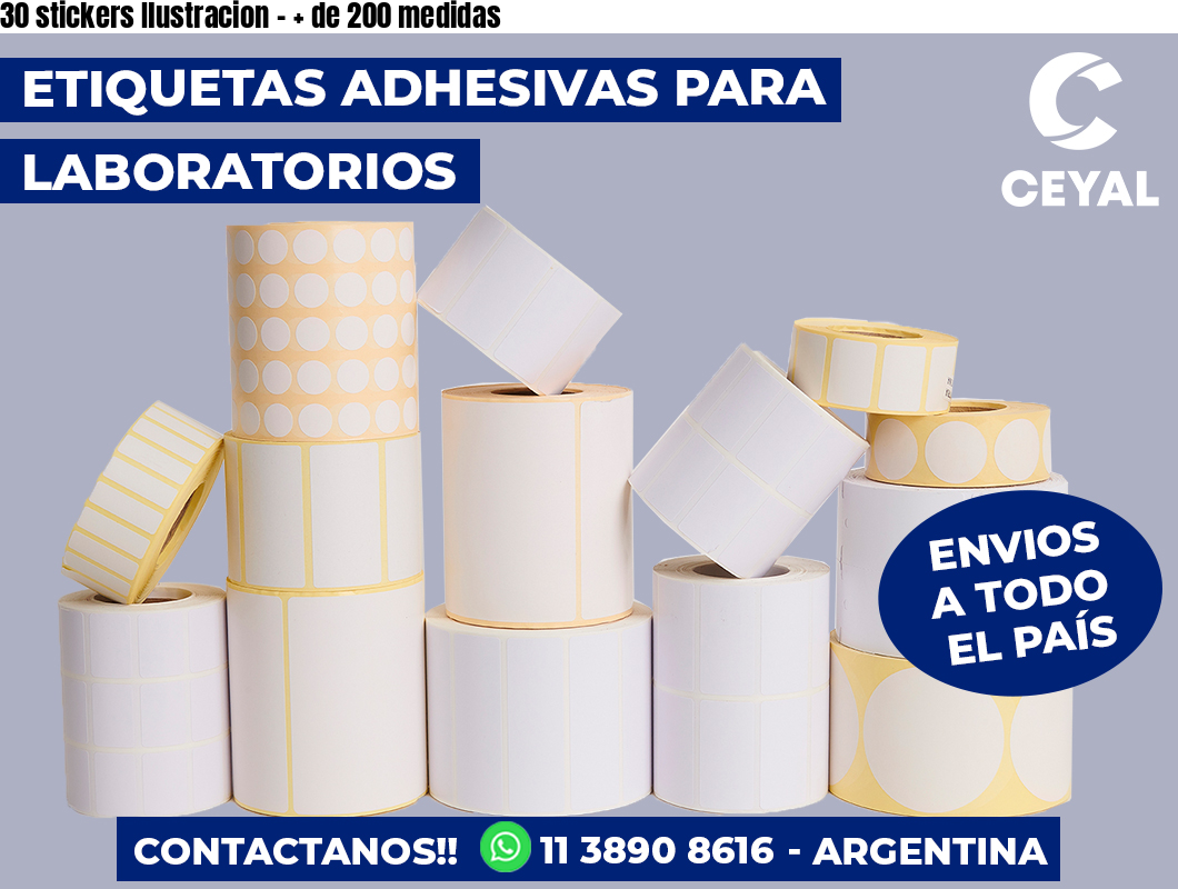 30 stickers Ilustracion - + de 200 medidas