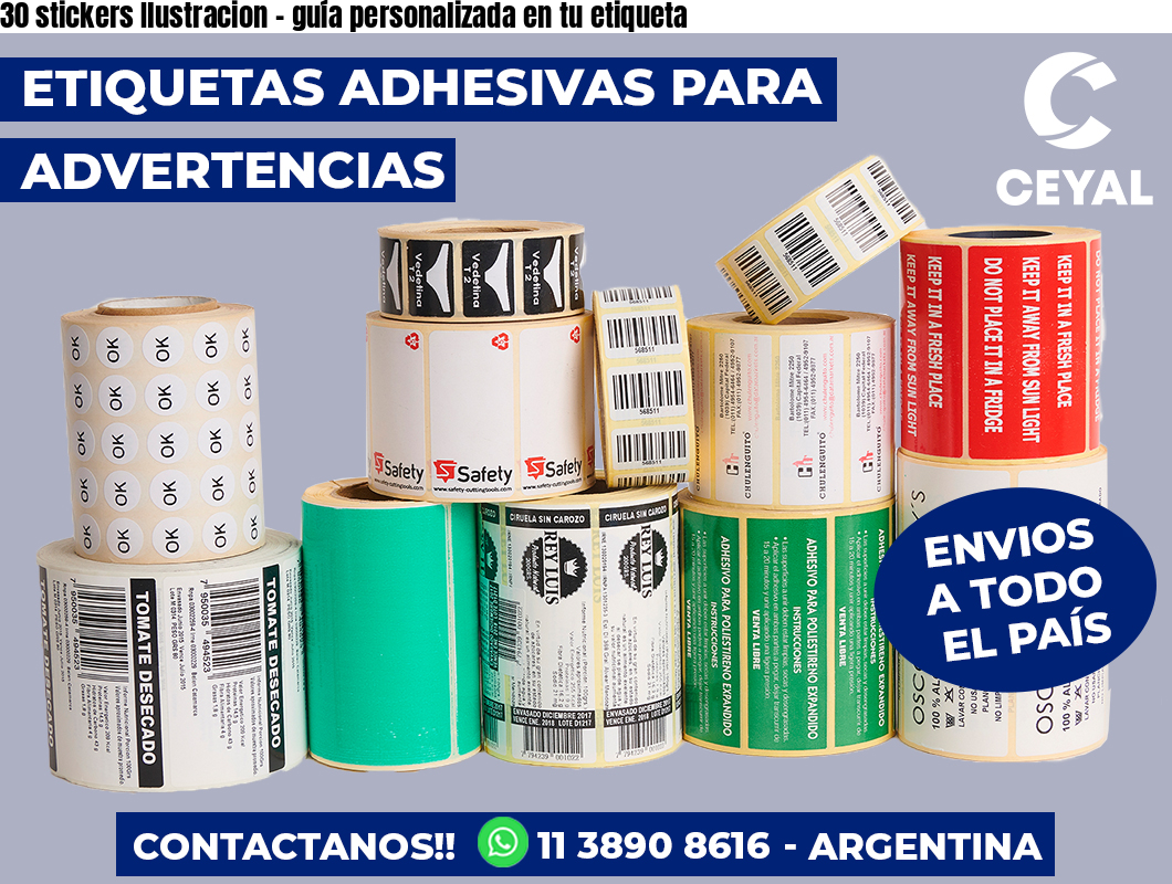 30 stickers Ilustracion - guía personalizada en tu etiqueta