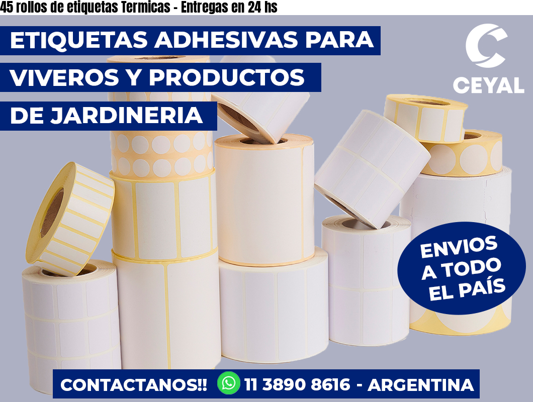 45 rollos de etiquetas Termicas - Entregas en 24 hs