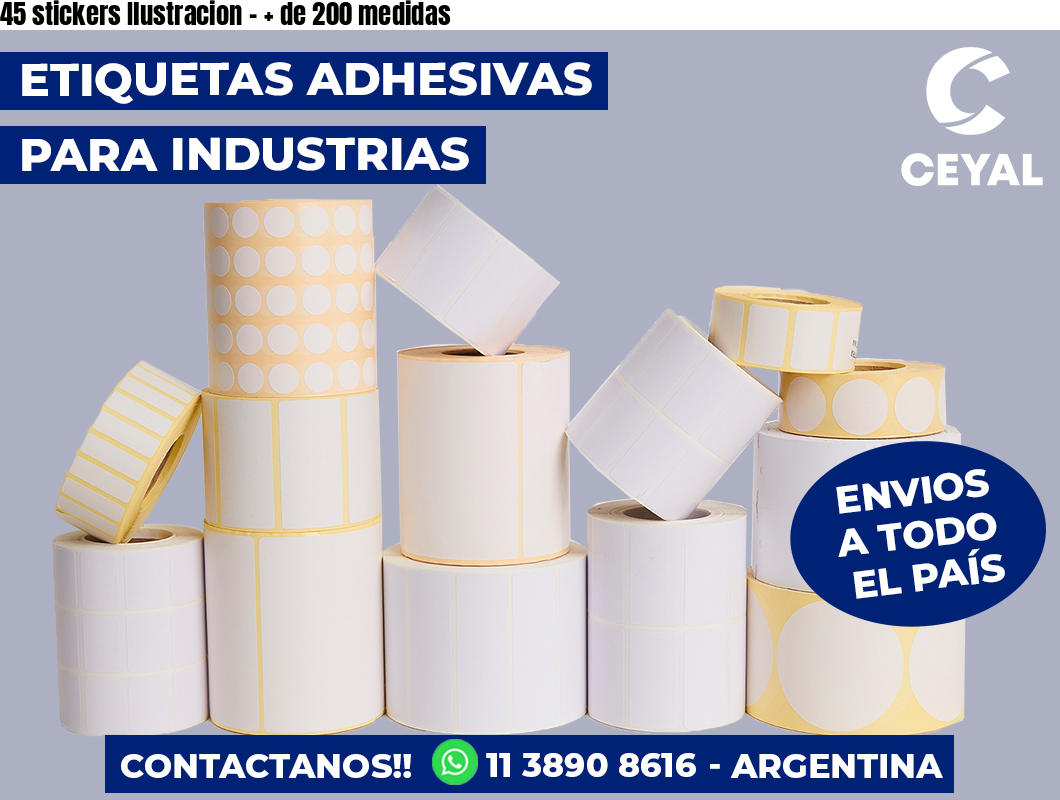 45 stickers Ilustracion - + de 200 medidas