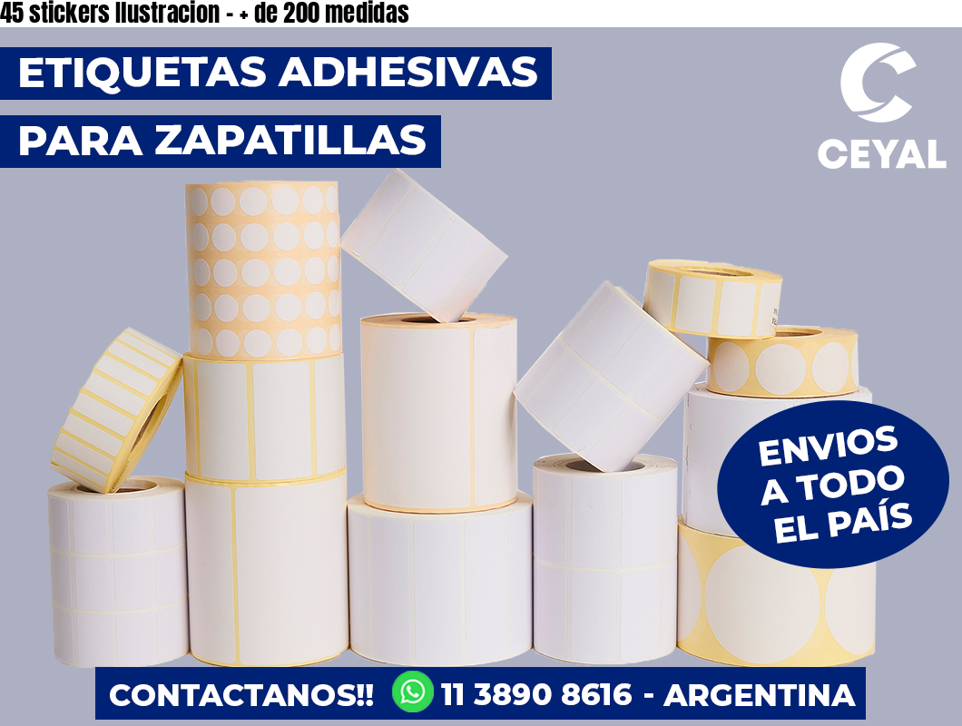45 stickers Ilustracion - + de 200 medidas