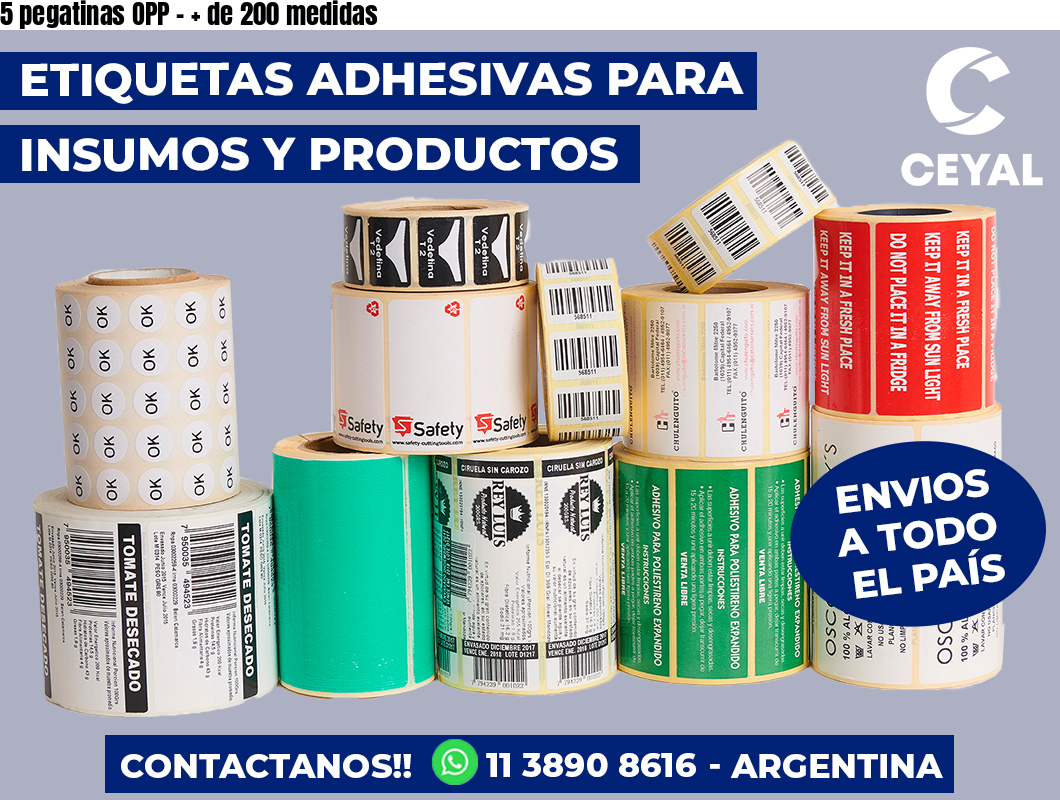 5 pegatinas OPP - + de 200 medidas