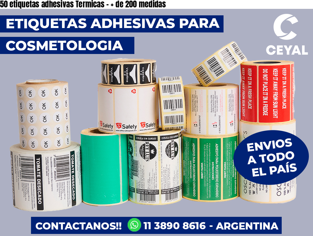 50 etiquetas adhesivas Termicas - + de 200 medidas
