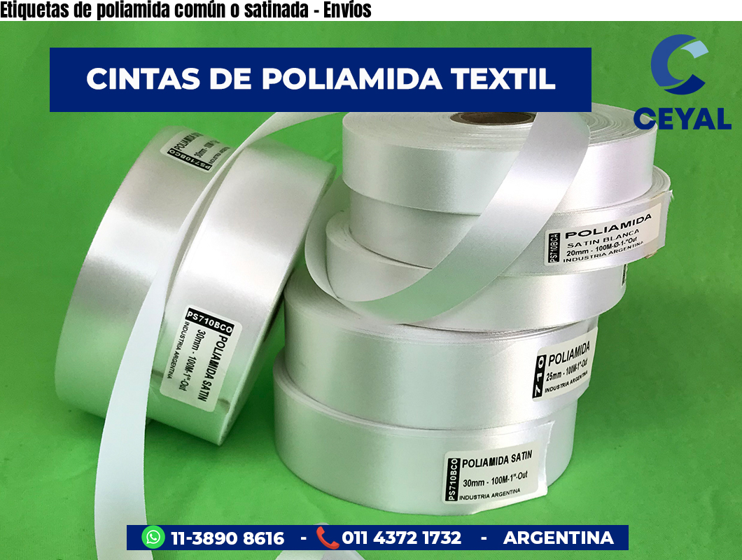 Etiquetas de poliamida común o satinada - Envíos