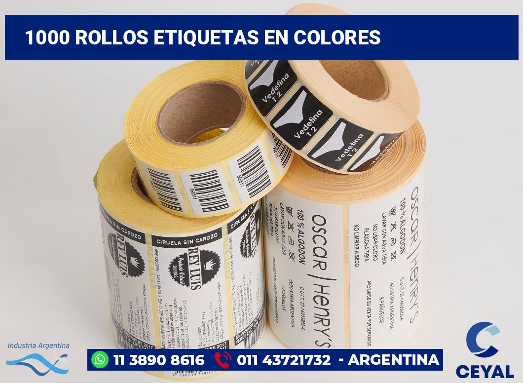 1000 Rollos etiquetas en colores