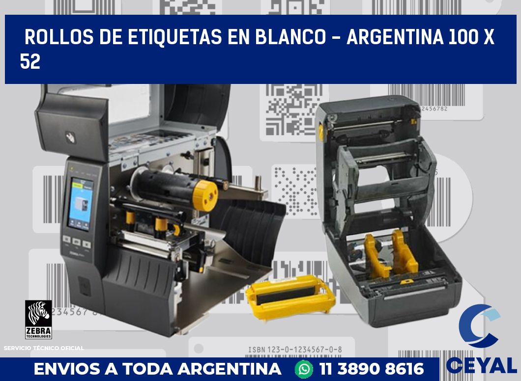 Rollos de etiquetas en blanco - Argentina 100 x 52