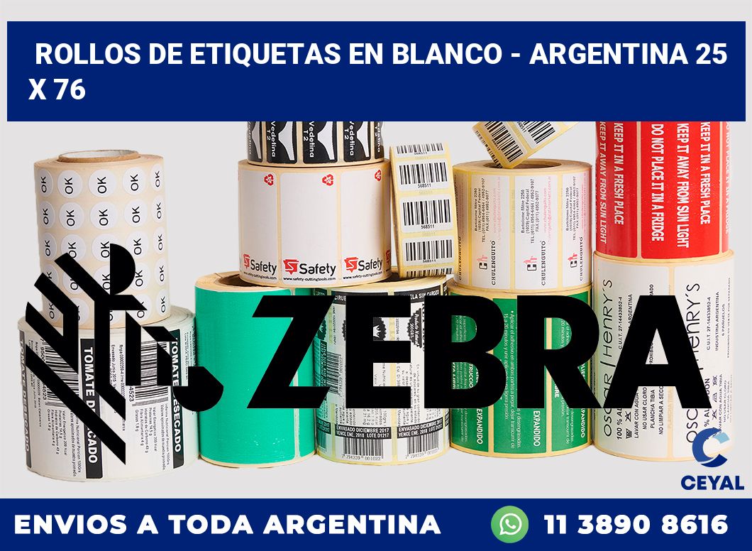 Rollos de etiquetas en blanco – Argentina 25 x 76
