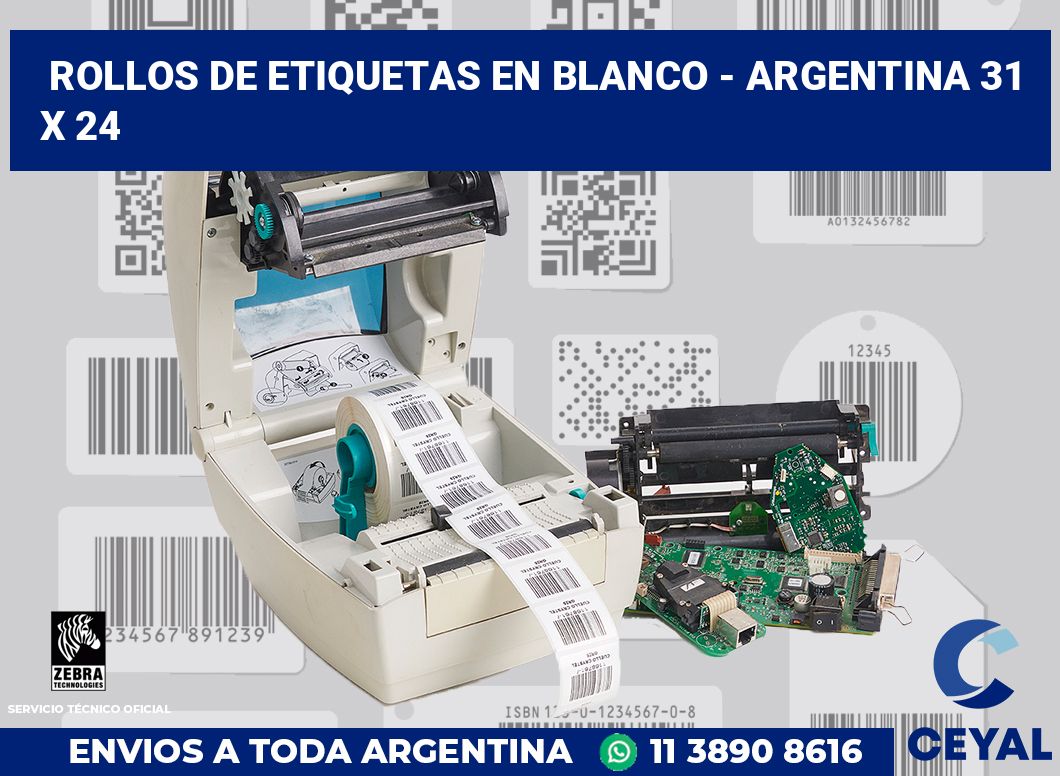 Rollos de etiquetas en blanco - Argentina 31 x 24
