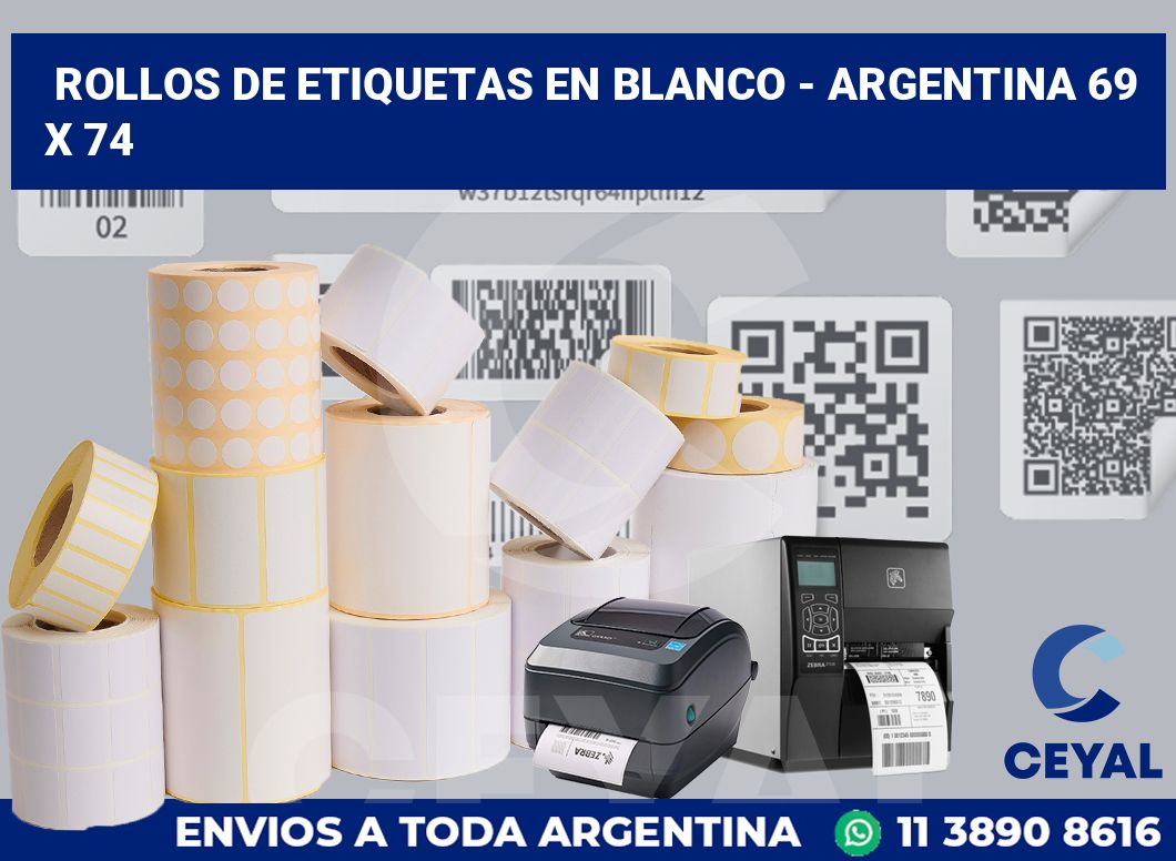 Rollos de etiquetas en blanco – Argentina 69 x 74