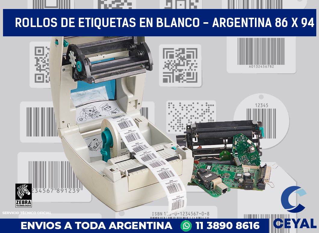 Rollos de etiquetas en blanco - Argentina 86 x 94