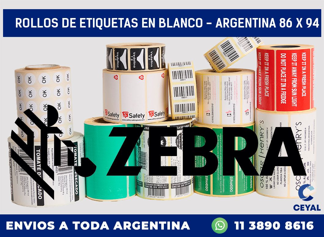 Rollos de etiquetas en blanco – Argentina 86 x 94