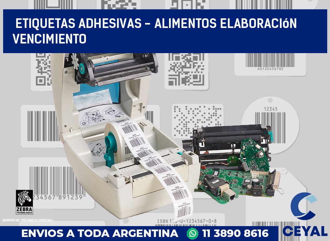 etiquetas adhesivas - alimentos elaboración vencimiento