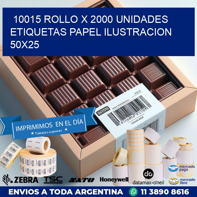 10015 ROLLO X 2000 UNIDADES ETIQUETAS PAPEL ILUSTRACION 50X25