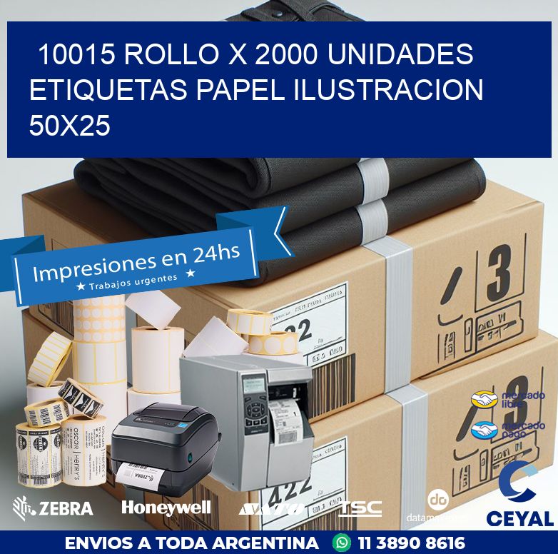 10015 ROLLO X 2000 UNIDADES ETIQUETAS PAPEL ILUSTRACION 50X25