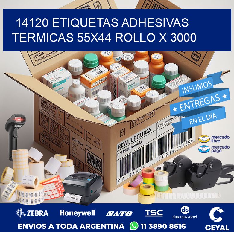 14120 ETIQUETAS ADHESIVAS TERMICAS 55X44 ROLLO X 3000