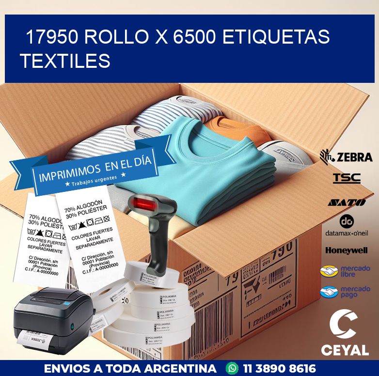 17950 ROLLO X 6500 ETIQUETAS TEXTILES