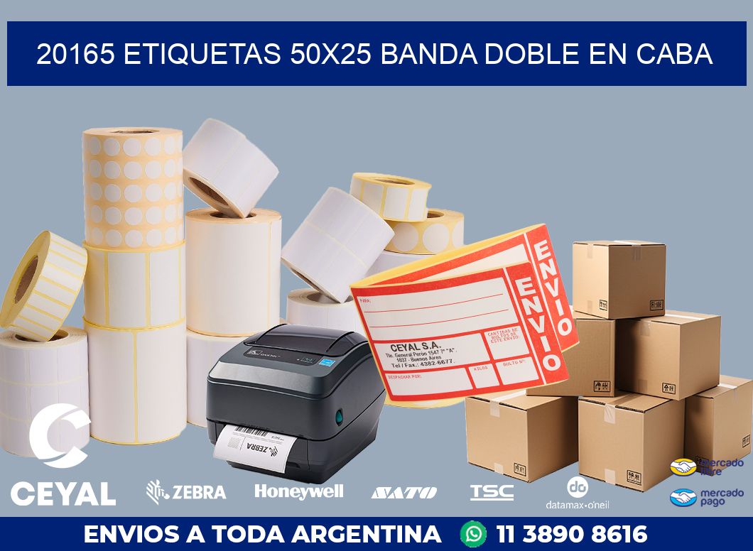 20165 ETIQUETAS 50X25 BANDA DOBLE EN CABA