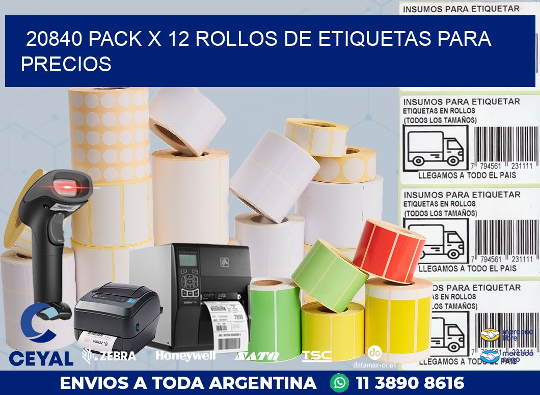 20840 PACK X 12 ROLLOS DE ETIQUETAS PARA PRECIOS