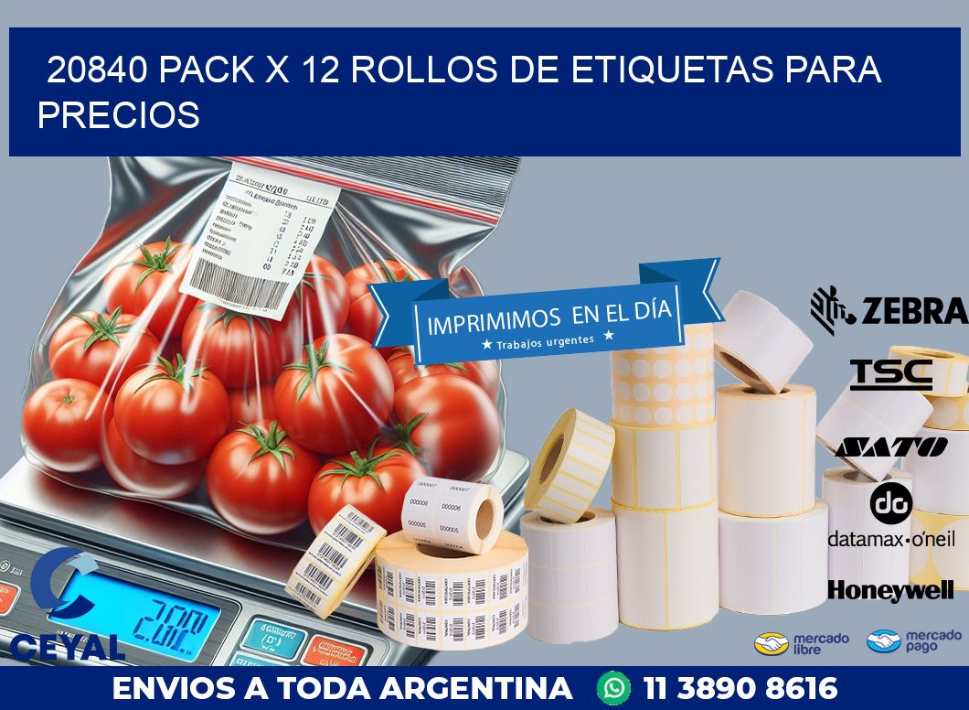 20840 PACK X 12 ROLLOS DE ETIQUETAS PARA PRECIOS