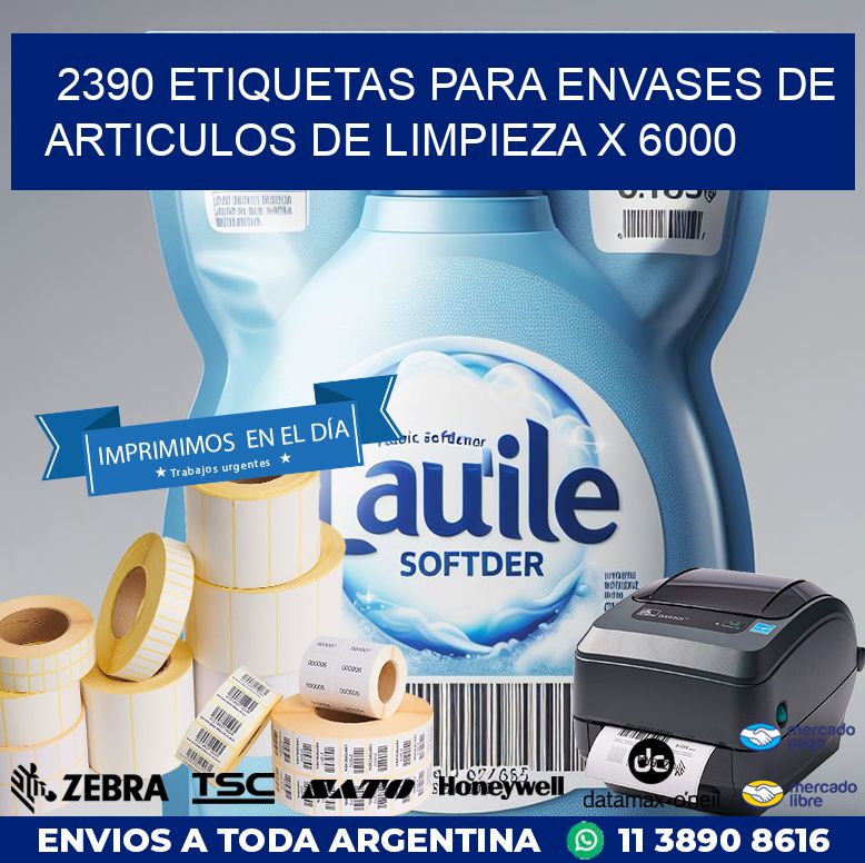 2390 ETIQUETAS PARA ENVASES DE ARTICULOS DE LIMPIEZA X 6000