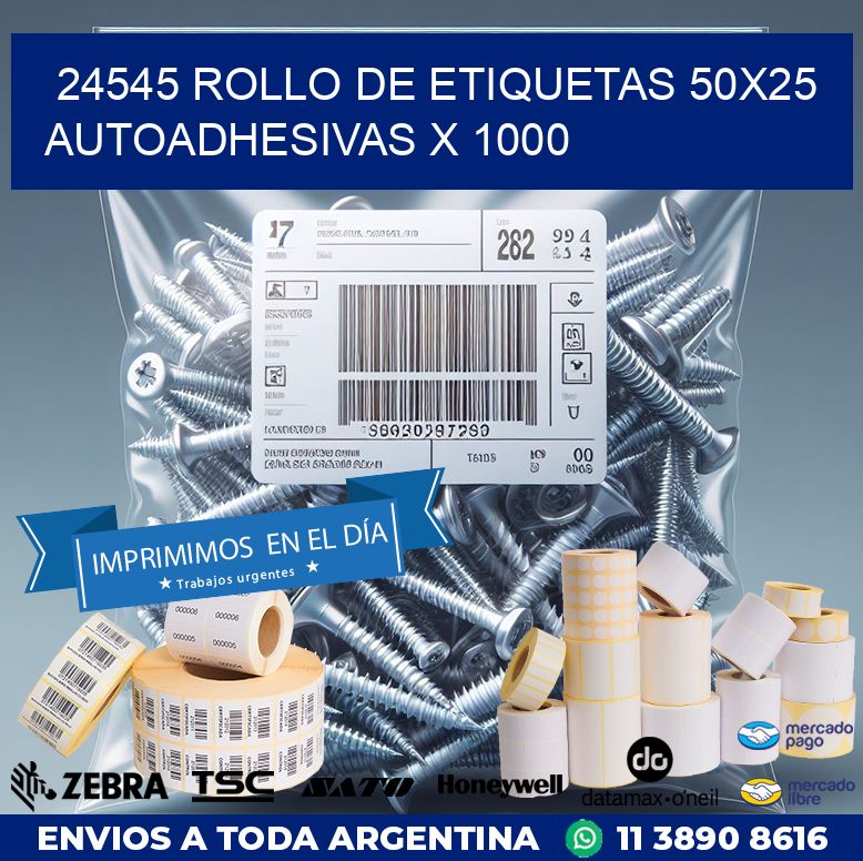 24545 ROLLO DE ETIQUETAS 50X25 AUTOADHESIVAS X 1000