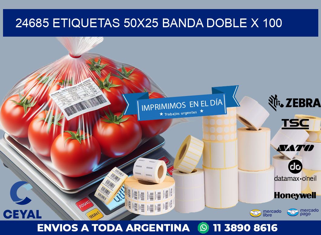 24685 ETIQUETAS 50X25 BANDA DOBLE X 100