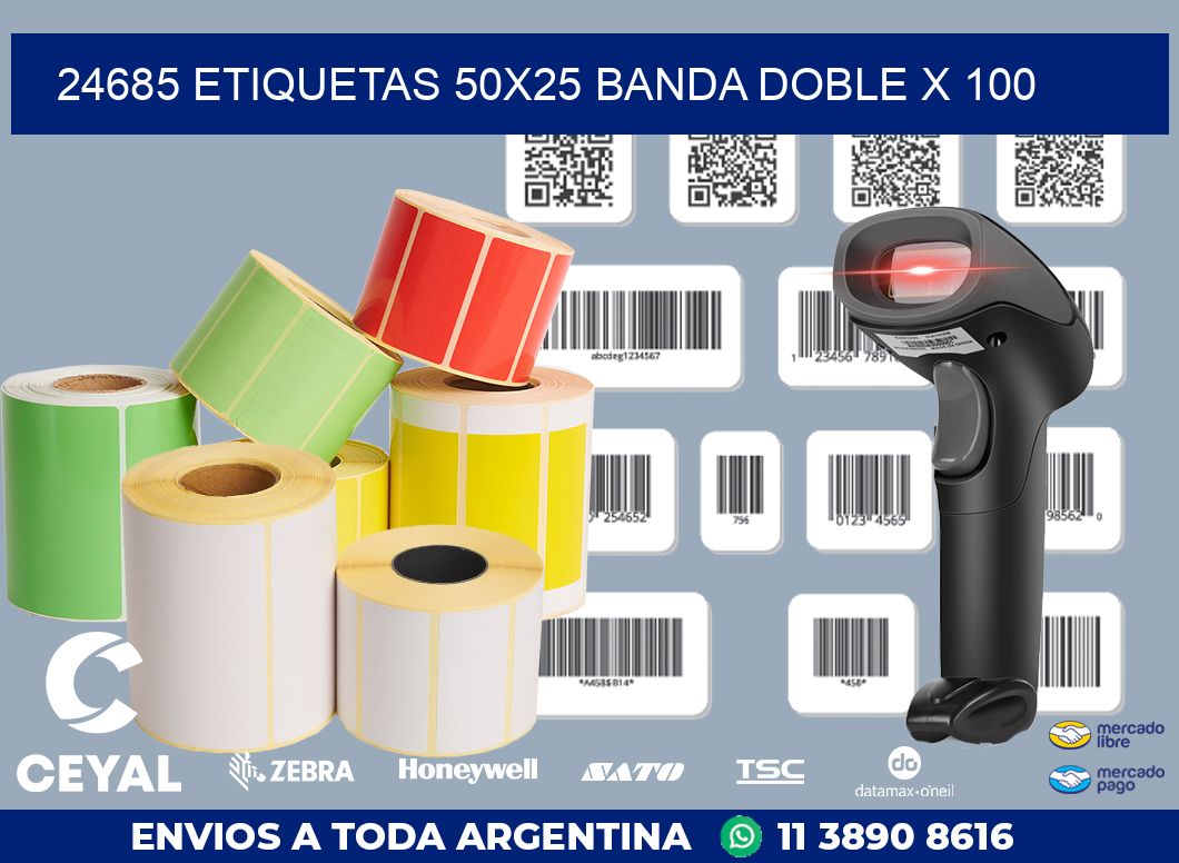 24685 ETIQUETAS 50X25 BANDA DOBLE X 100