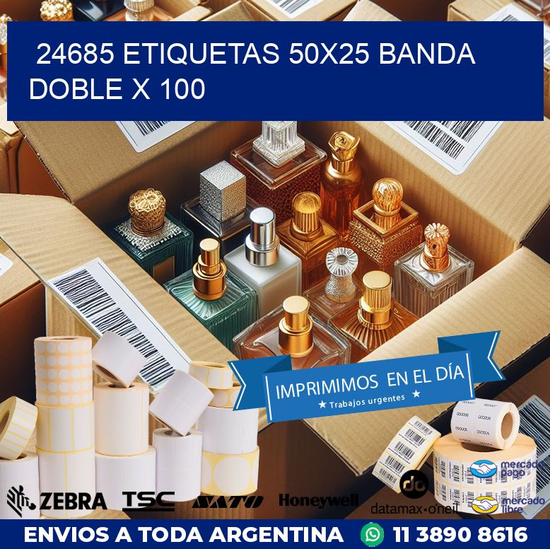 24685 ETIQUETAS 50X25 BANDA DOBLE X 100