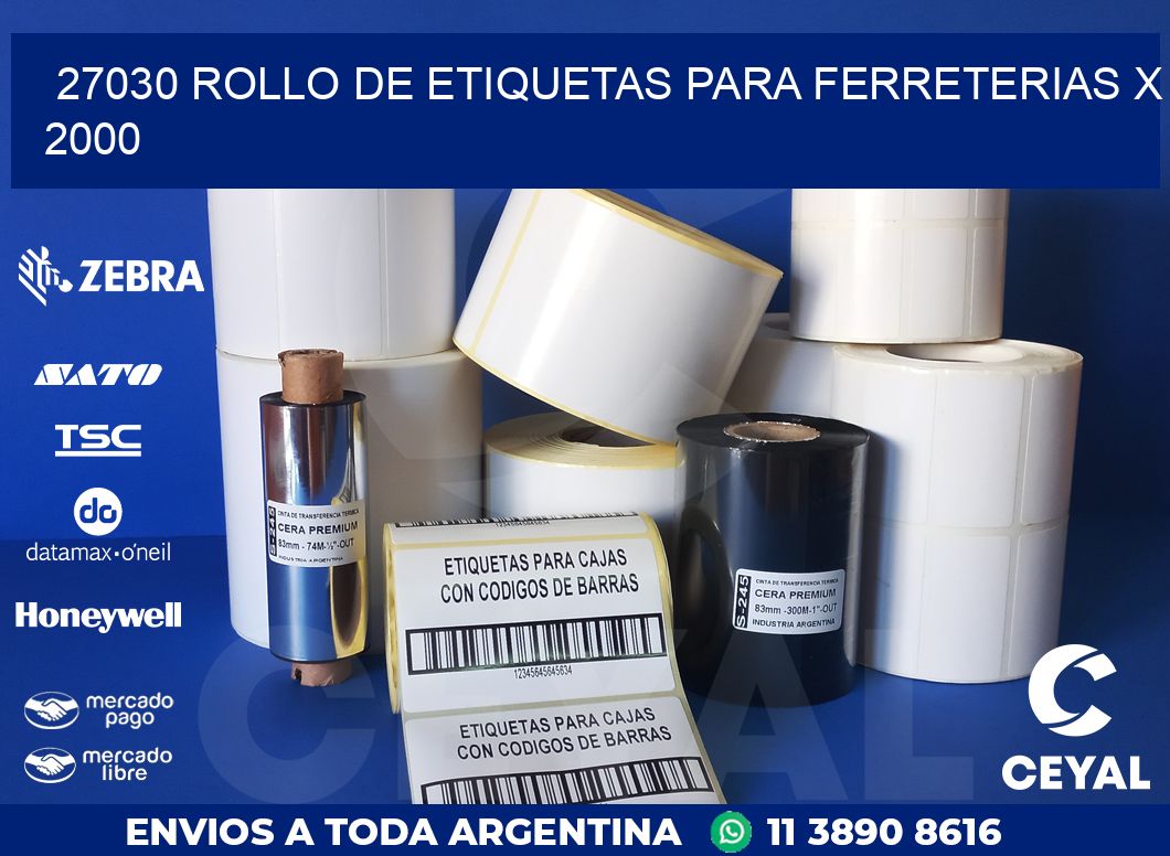 27030 ROLLO DE ETIQUETAS PARA FERRETERIAS X 2000