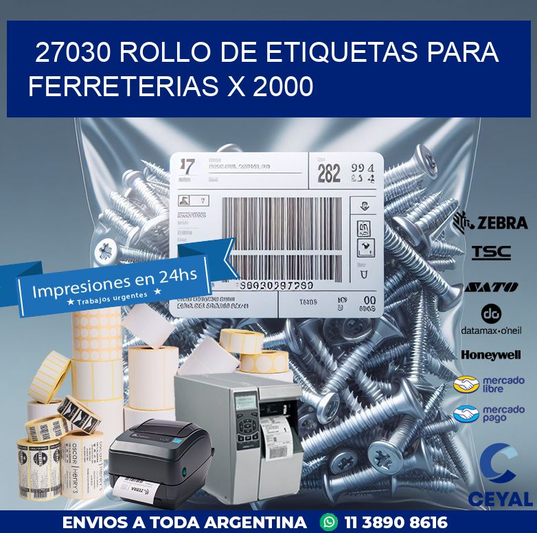 27030 ROLLO DE ETIQUETAS PARA FERRETERIAS X 2000