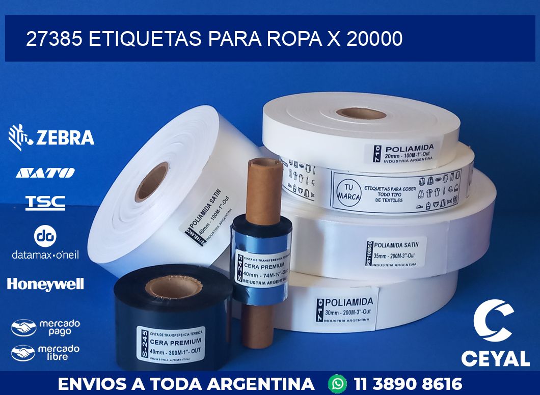 27385 ETIQUETAS PARA ROPA X 20000